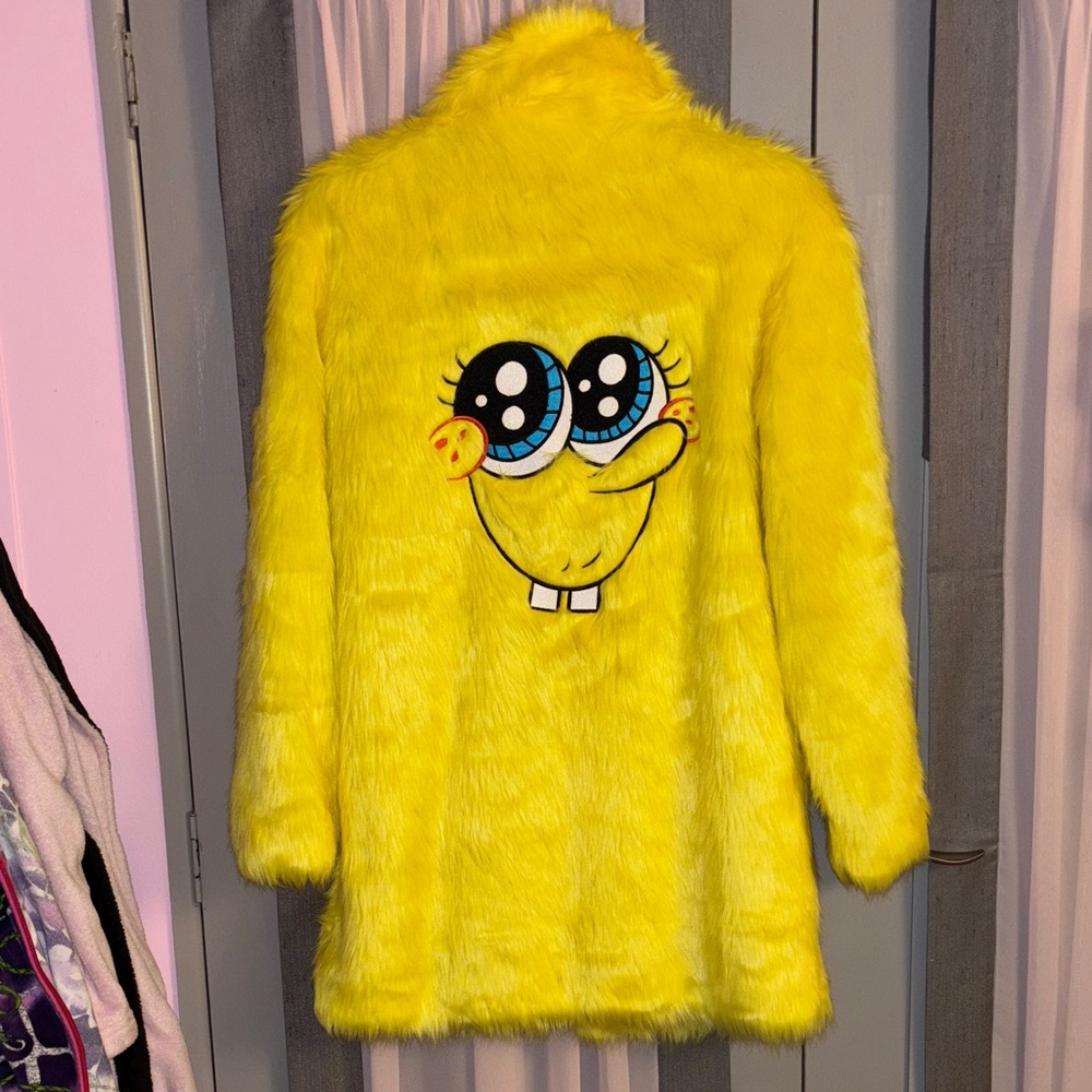 Dolls Kill x SpongeBob Yellow Faux Fur Coat